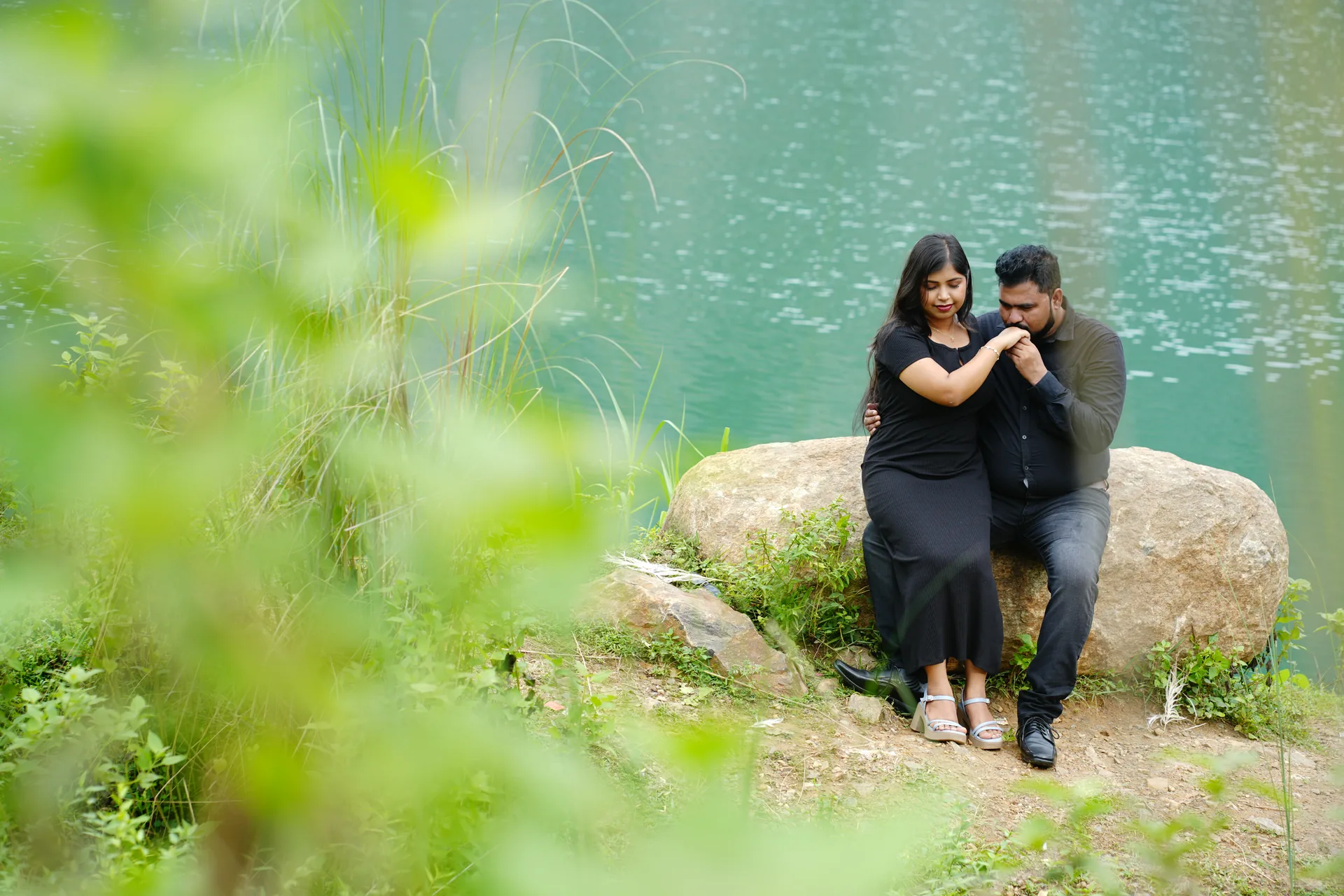 Cinematic Pre Wedding Photography beside a tranquil Odisha lake